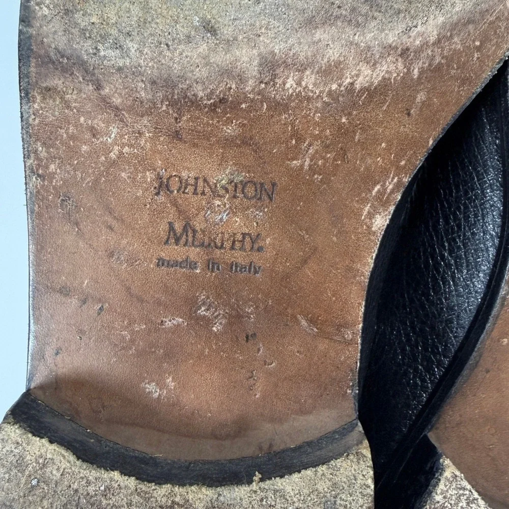 Johnston & Murphy Aristocraft‎ Italy Black Leather Cap Toe Derby Shoes Mens 10 M